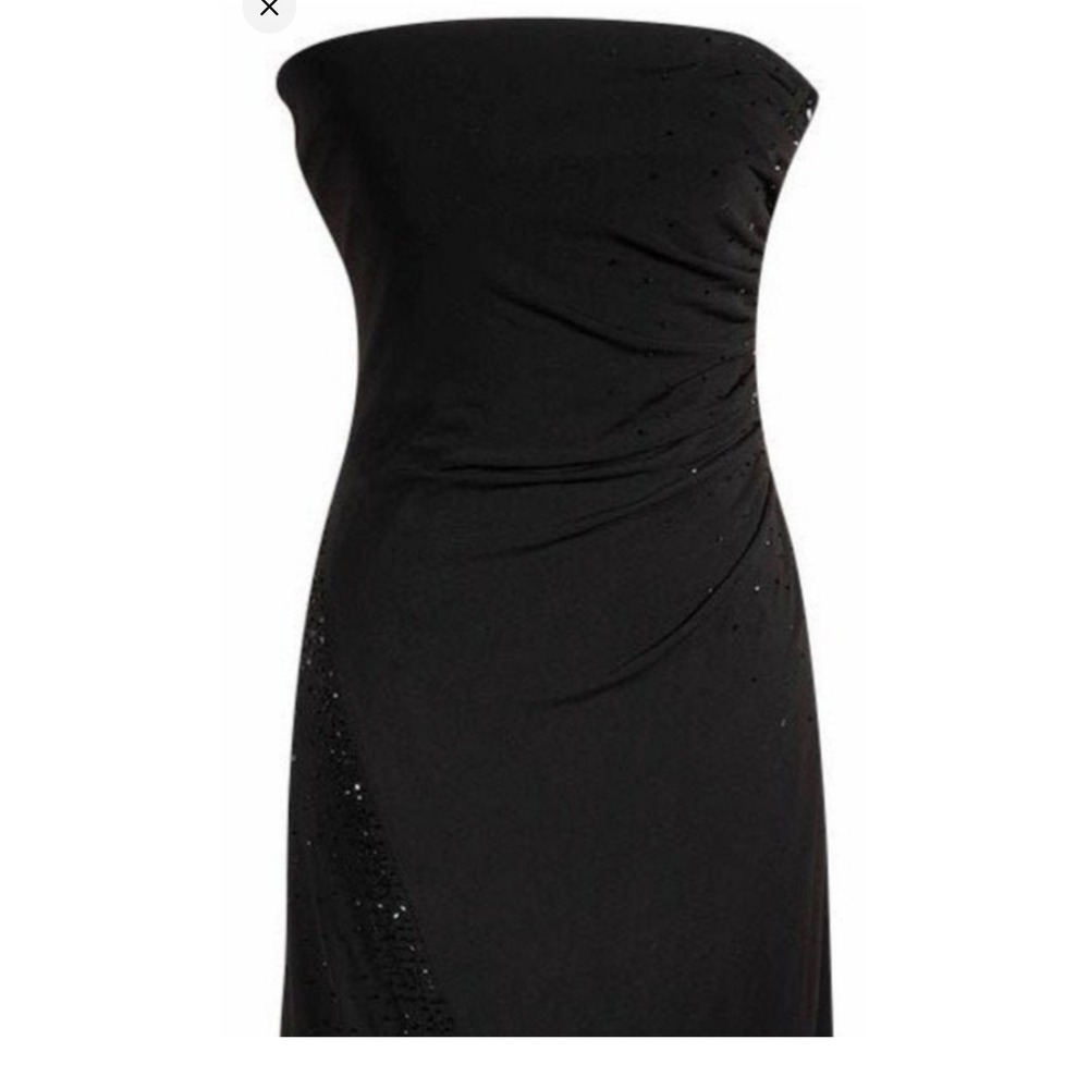 White House Black Market Black Strapless Ruched Sequin Maxi Formal Dress 8